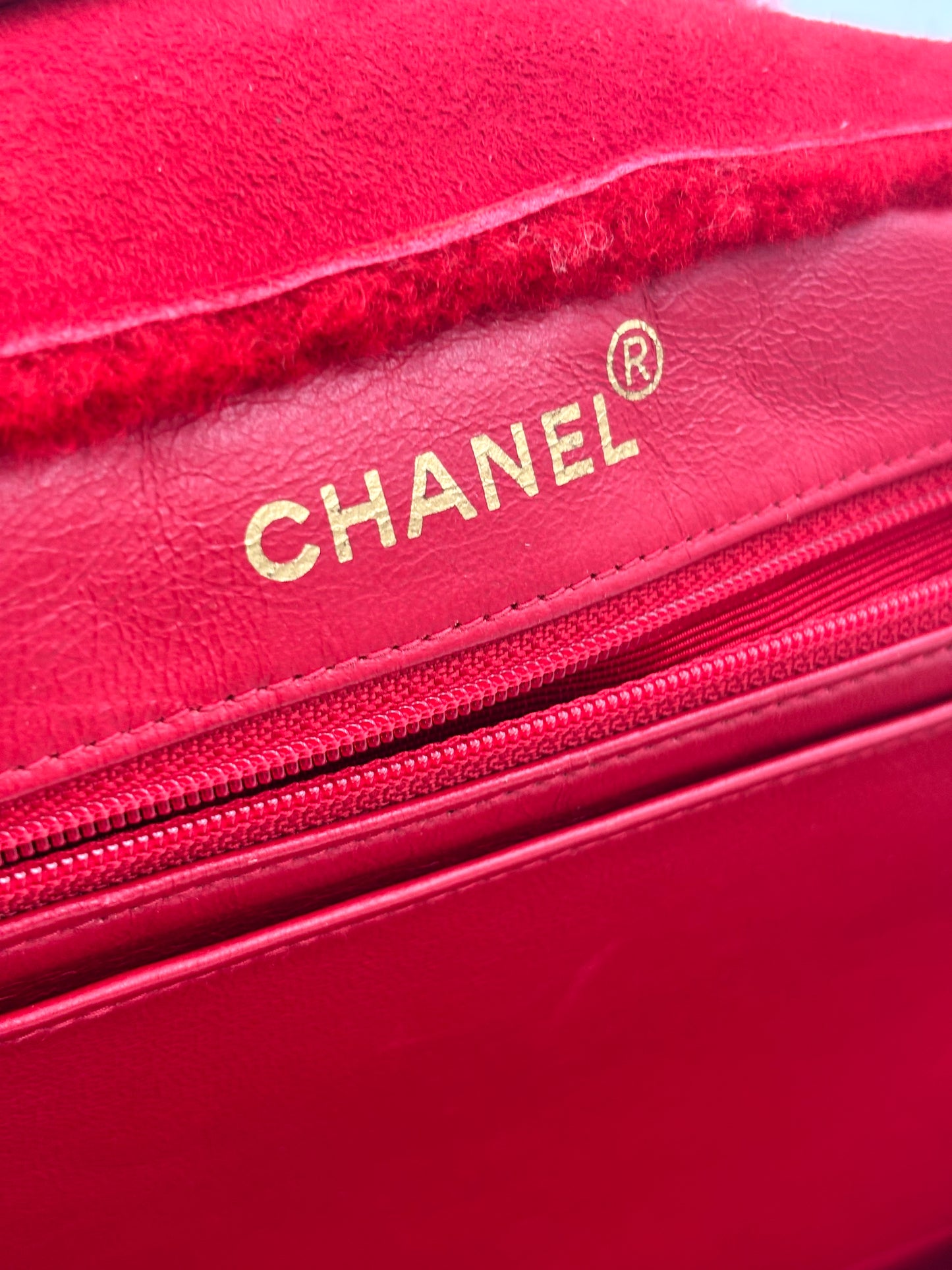 Chanel Mouton Red Suede Shearling Fur Tote✨