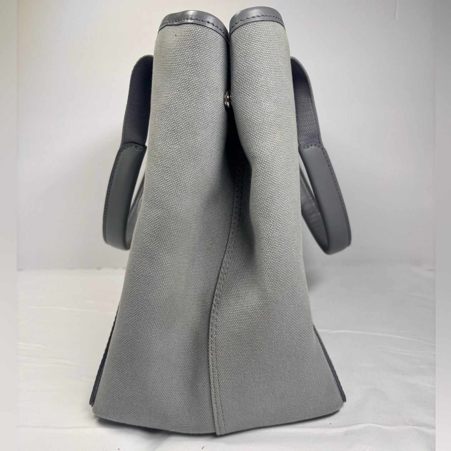 Balenciaga Cotton Canvas Silk Calfskin S Navy Cabas Grey with Pouch ✨