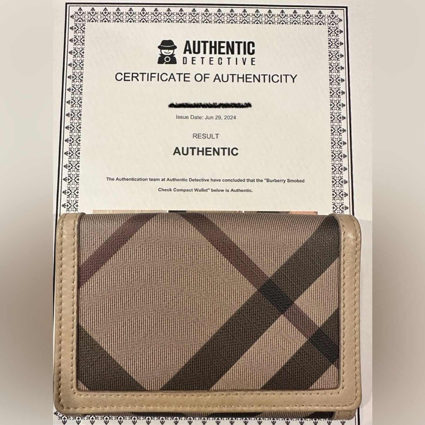 Burberry Smoky Nova Check Compact Wallet with COA ✨