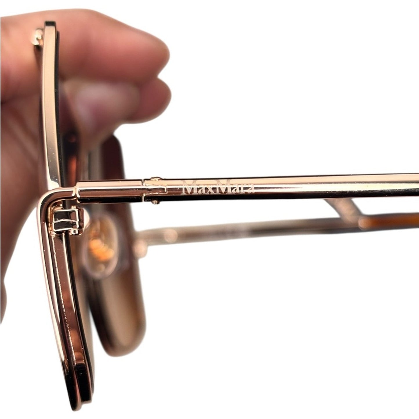 Max Mara Geometric brown and Gold Sunglasses 64mm