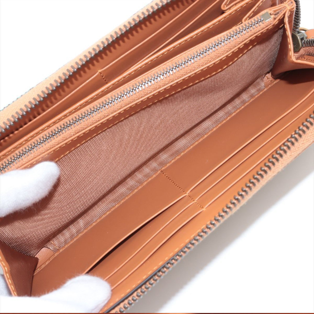 Gucci GG Canvas Leather Zippy Wallet Pale Blue x Brown ✨