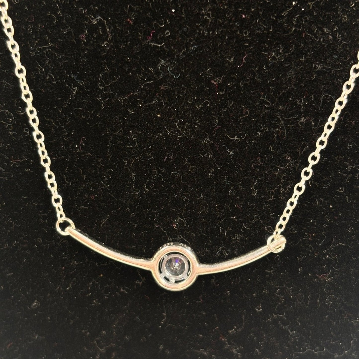 Pandora Silver 925 Round Sparkle Necklace with clear cubic zirconia ✨
