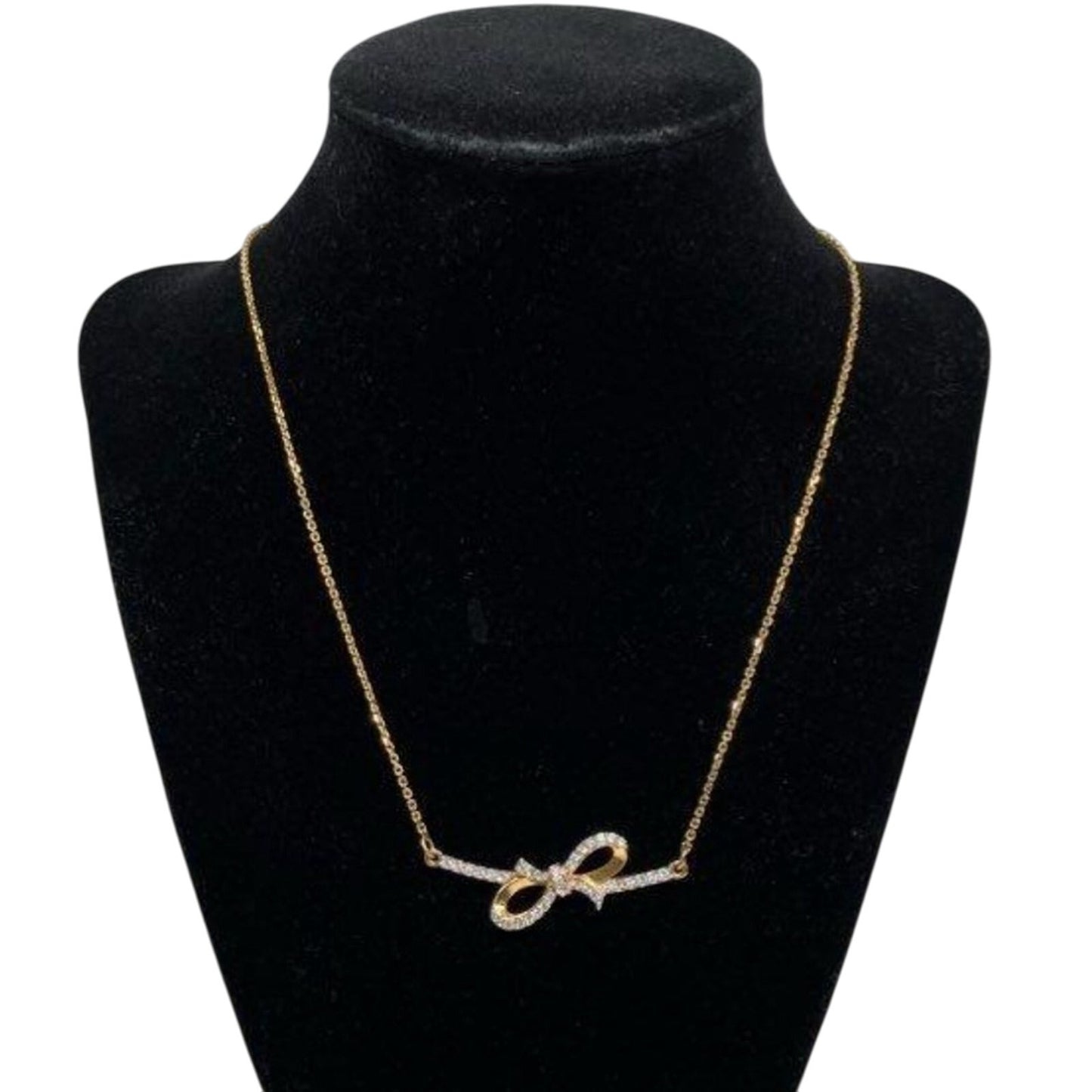 Swarovski Gold-tone Ribbon Bow Pendant Necklace ✨