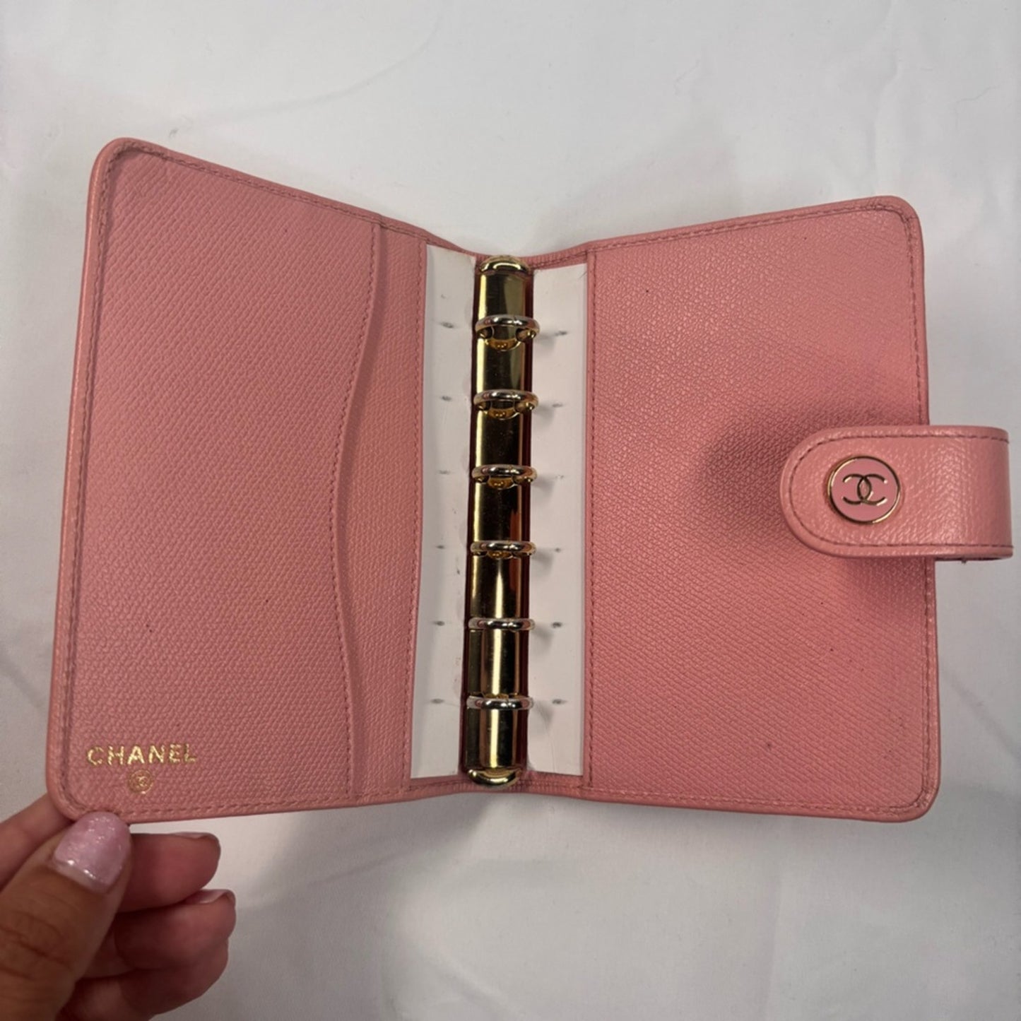 Chanel Sevruga Coco Button Pink Caviar leather Agenda Notebook Cover ✨