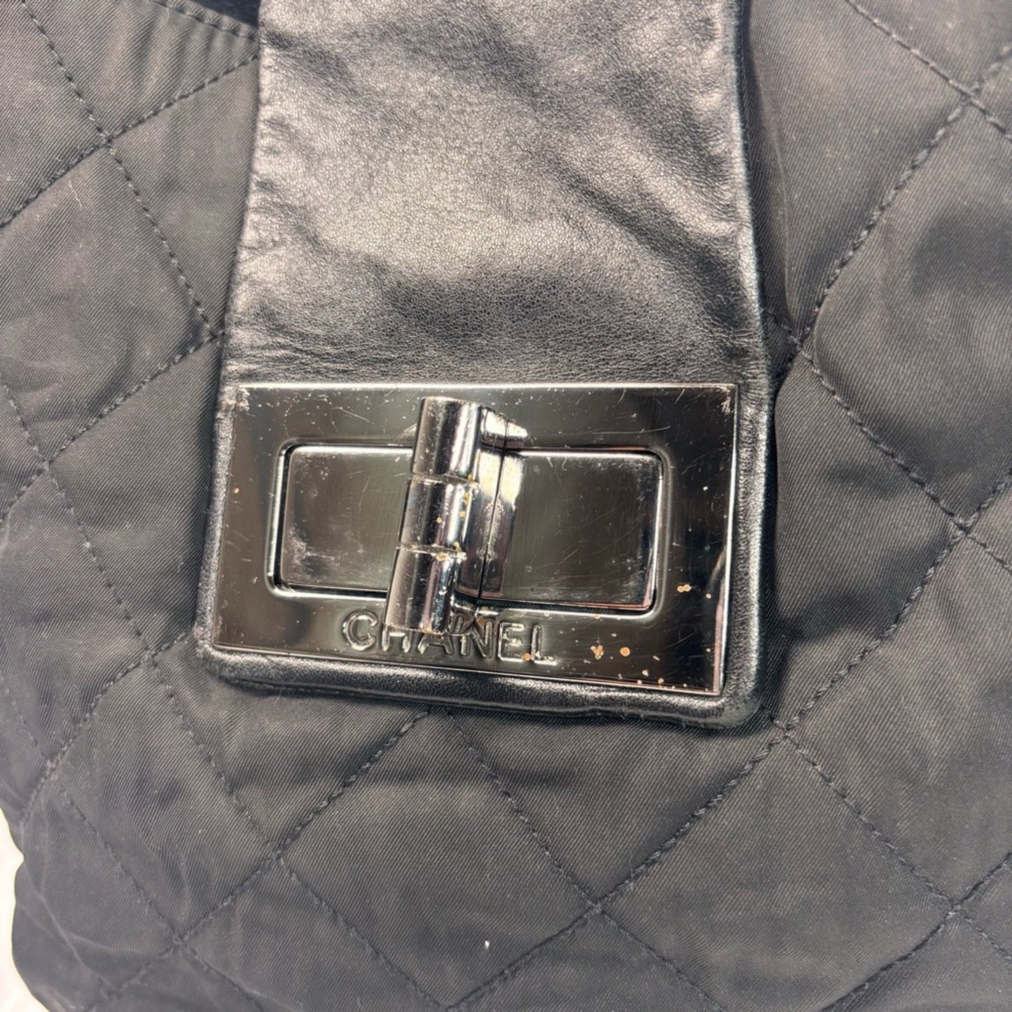 CHANEL Mademoiselle Nylon Quilted Black Lambskin Shoulder Bag ✨