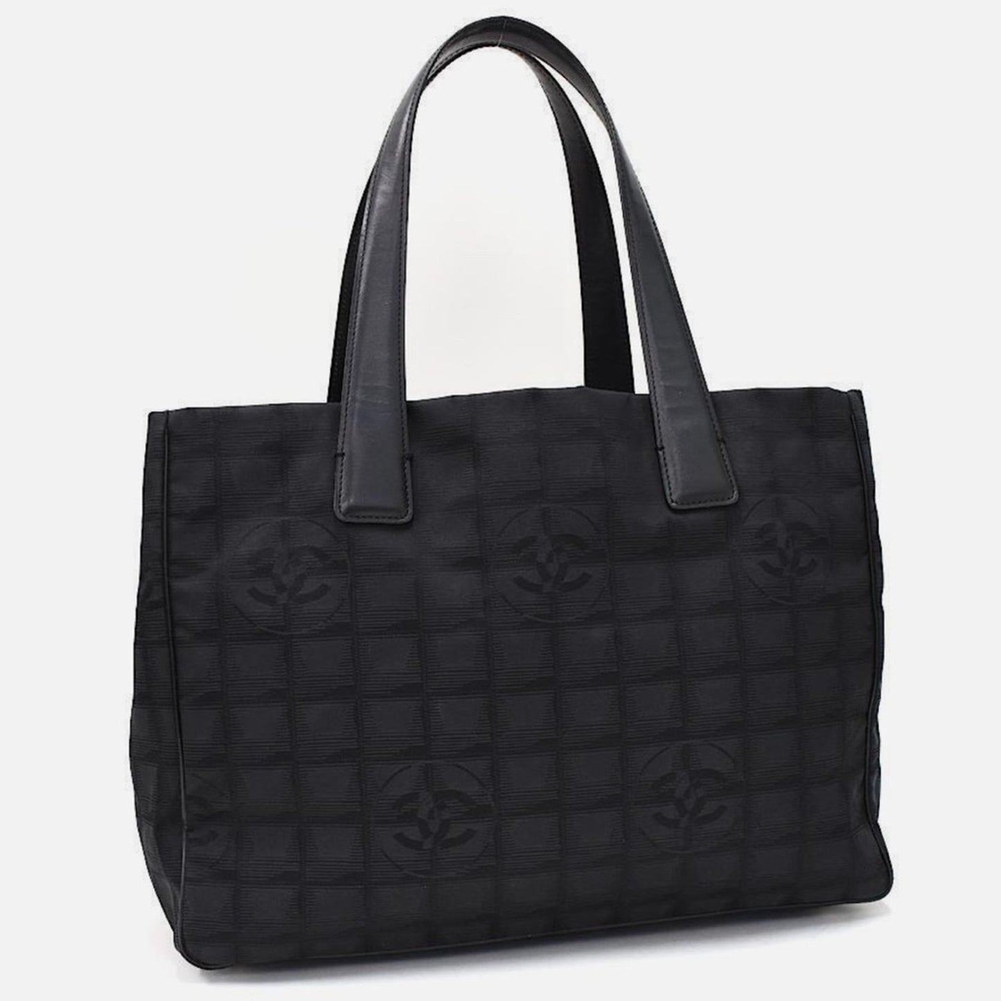 CHANEL New Travel Line Tote MM - Black Nylon Jacquard Leather Tote Bag ✨