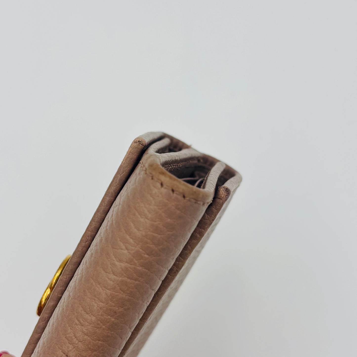 GUCCI GG Marmont Tri-fold Wallet Leather Pink Beige - Pre Owned ✨