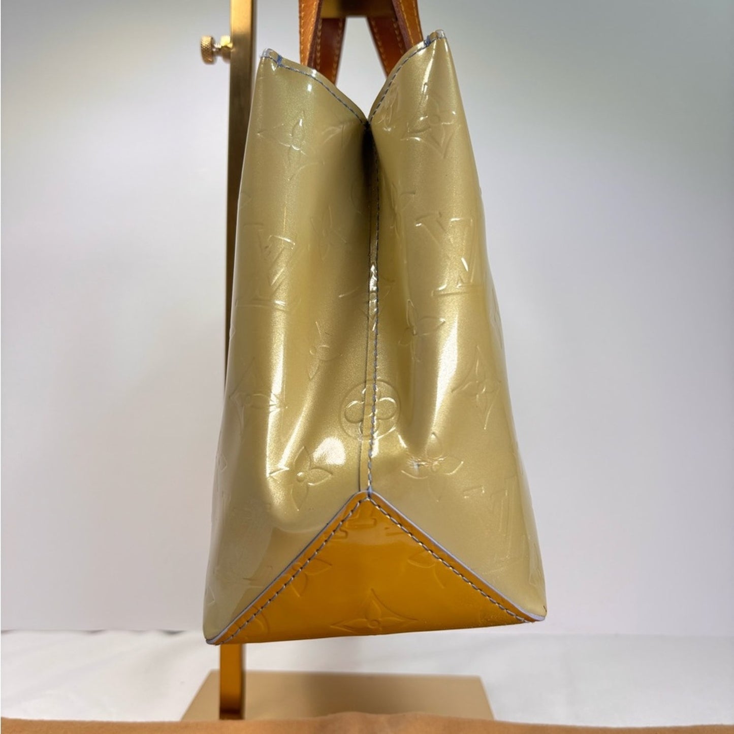 Louis Vuitton Gold Monogram Vernis Tote with Tan Leather Handles
