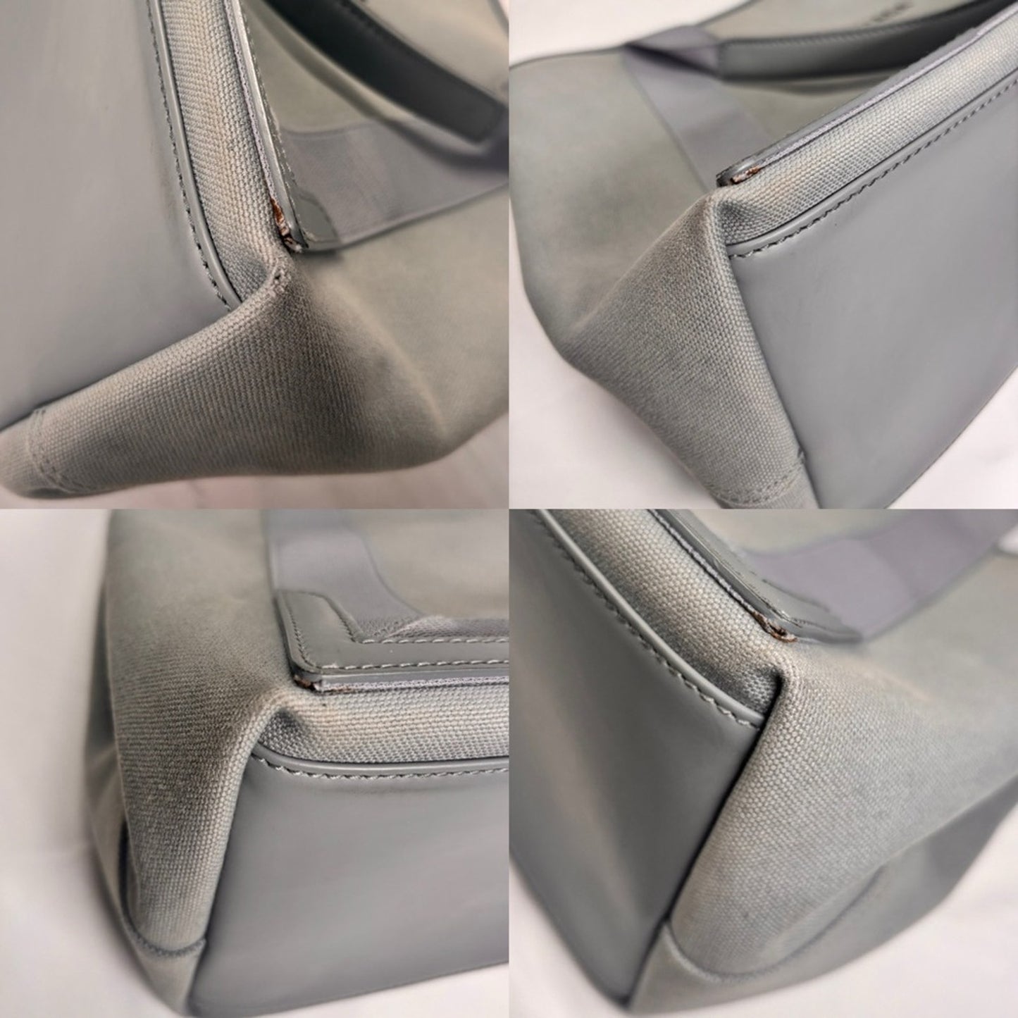 Balenciaga Cotton Canvas Silk Calfskin S Navy Cabas Grey with Pouch ✨