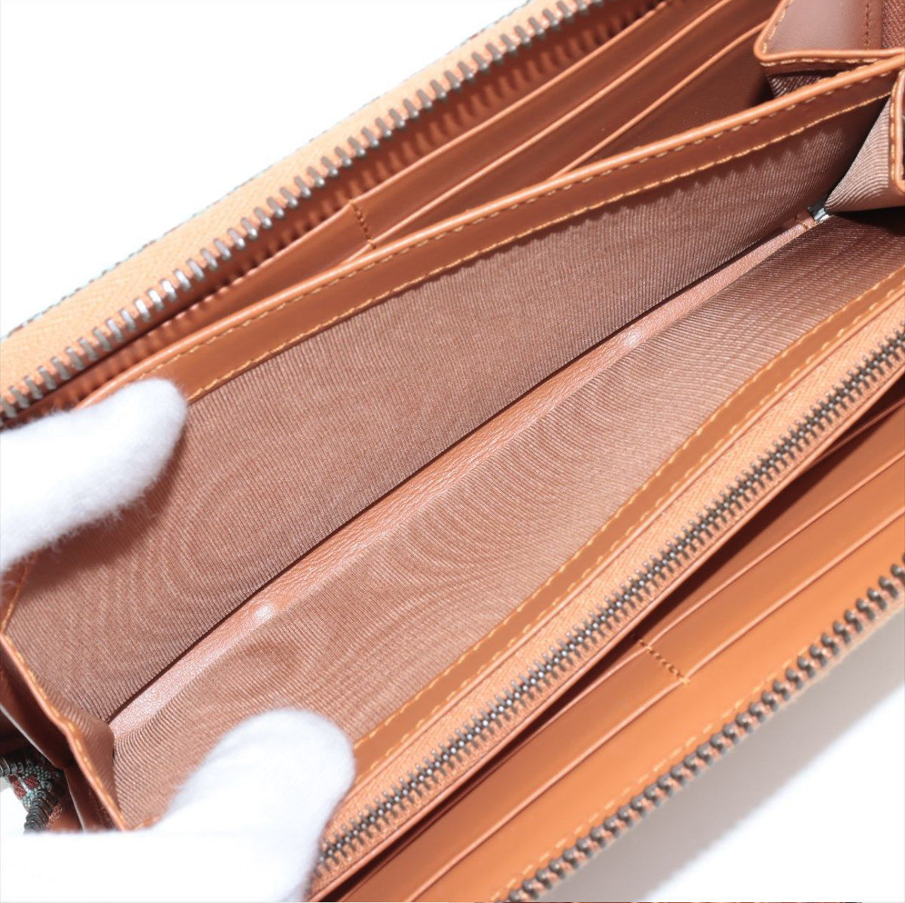 Gucci GG Canvas Leather Zippy Wallet Pale Blue x Brown ✨