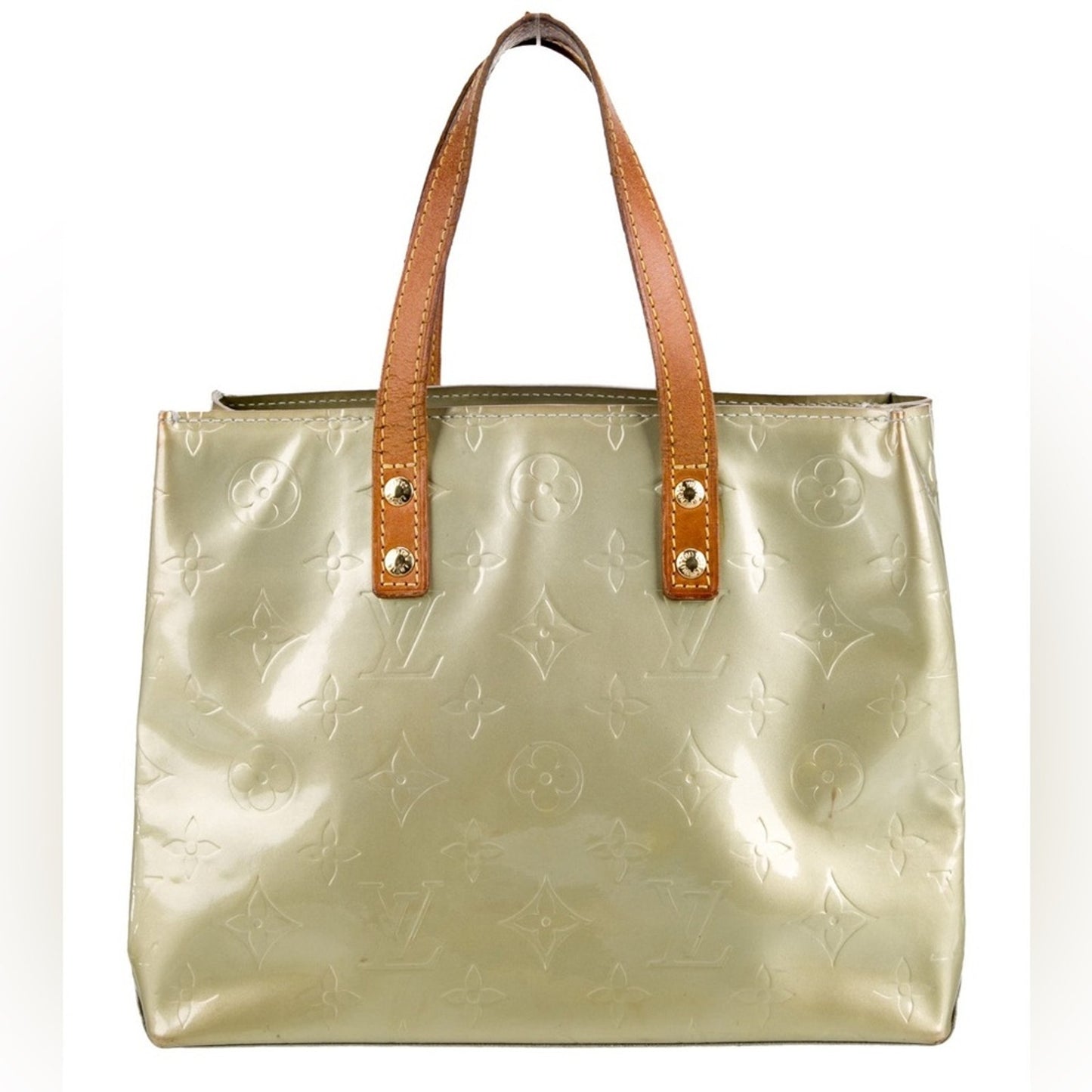 Louis Vuitton Gold Monogram Vernis Tote with Tan Leather Handles