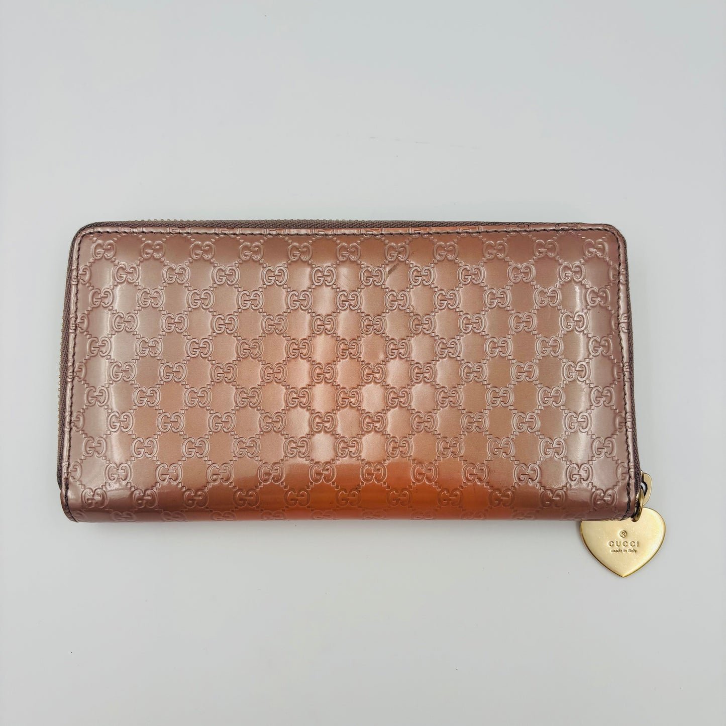 Gucci Metallic Microguccissima Zip Around Heart Wallet Pink - Pre Owned ✨