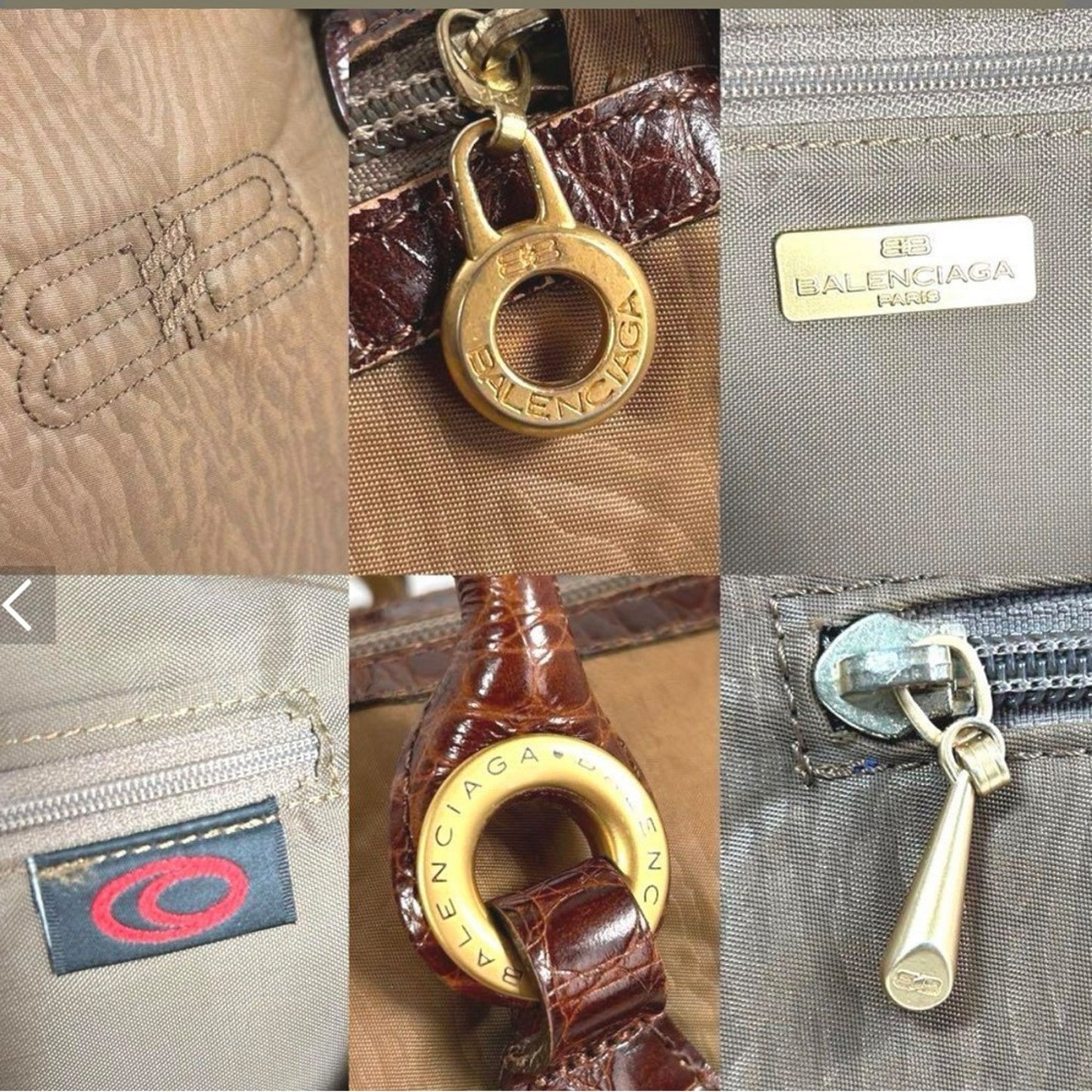 Balenciaga nylon Tote Bag BB Logo Crocodile embossed Gold tone hardware - COA✨