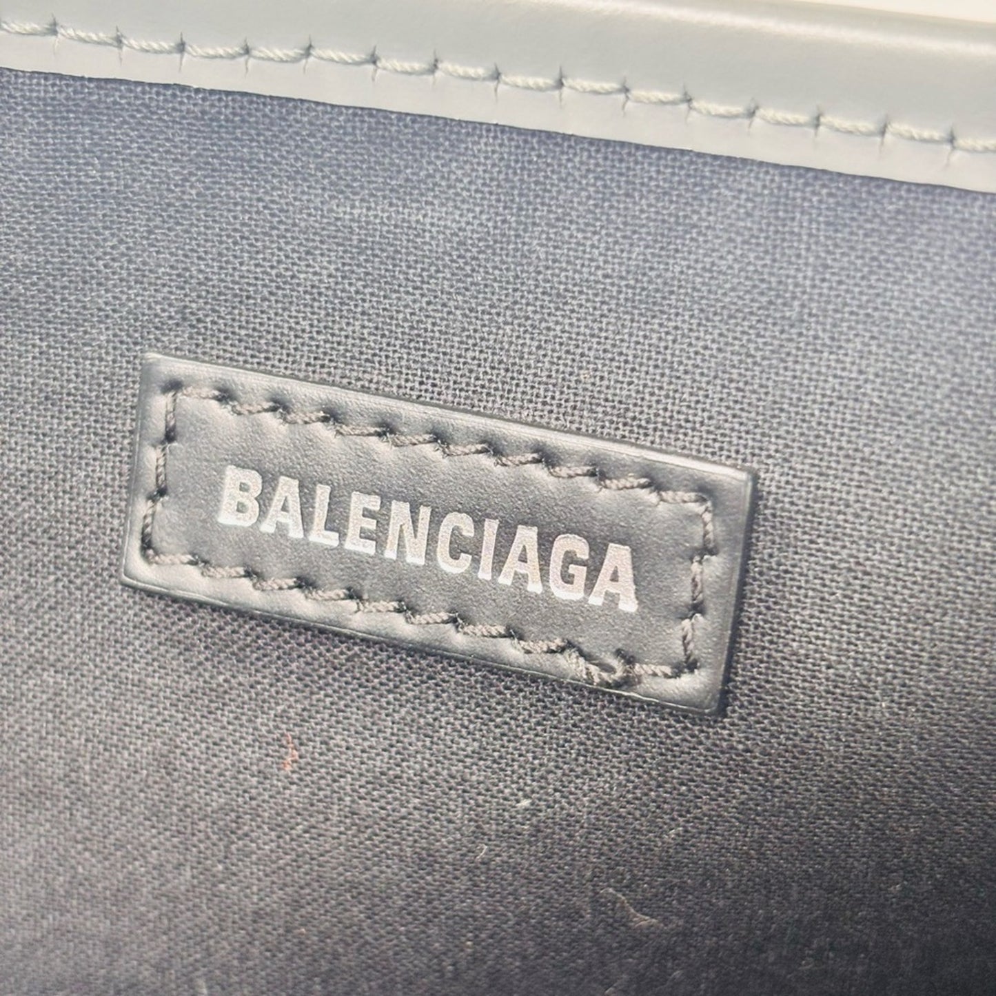 Balenciaga Cotton Canvas Silk Calfskin S Navy Cabas Grey with Pouch ✨