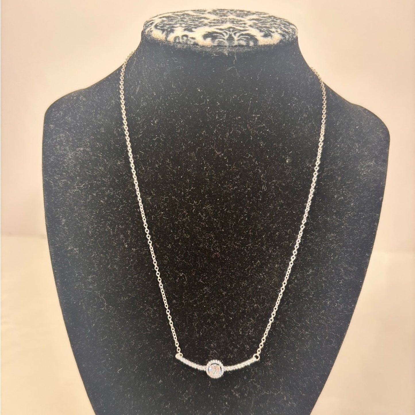 Pandora Silver 925 Round Sparkle Necklace with clear cubic zirconia ✨