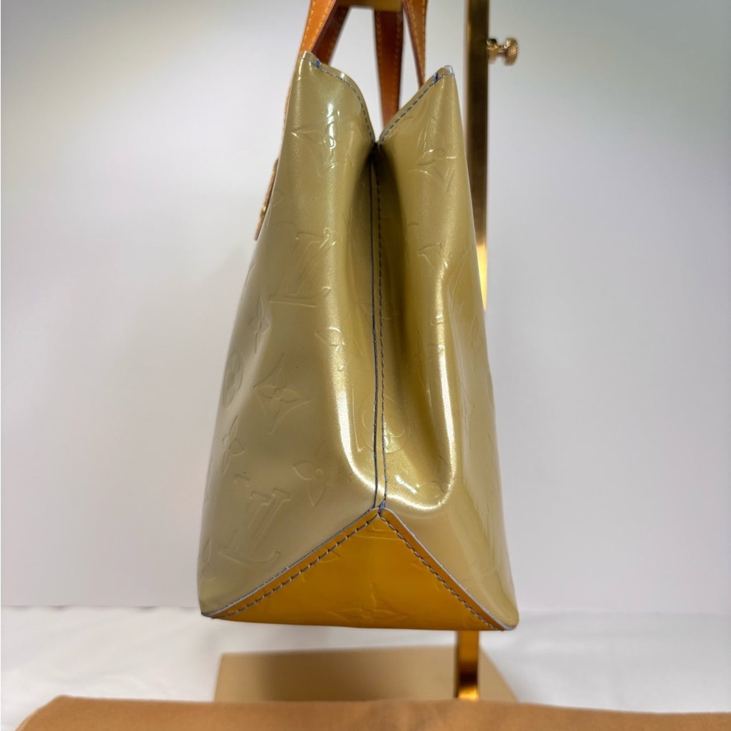 Louis Vuitton Gold Monogram Vernis Tote with Tan Leather Handles