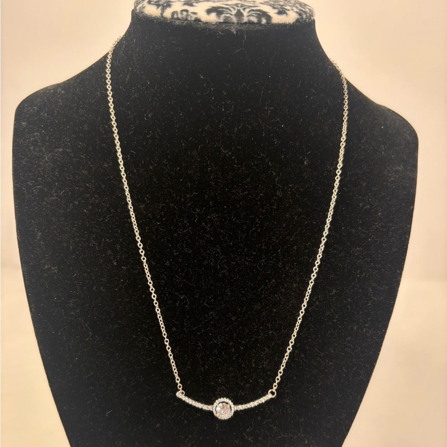 Pandora Silver 925 Round Sparkle Necklace with clear cubic zirconia ✨