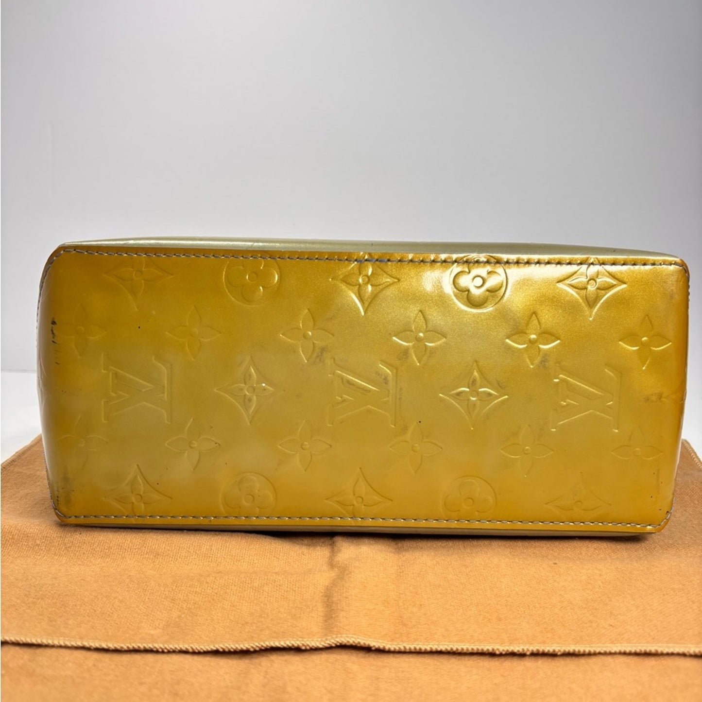 Louis Vuitton Gold Monogram Vernis Tote with Tan Leather Handles