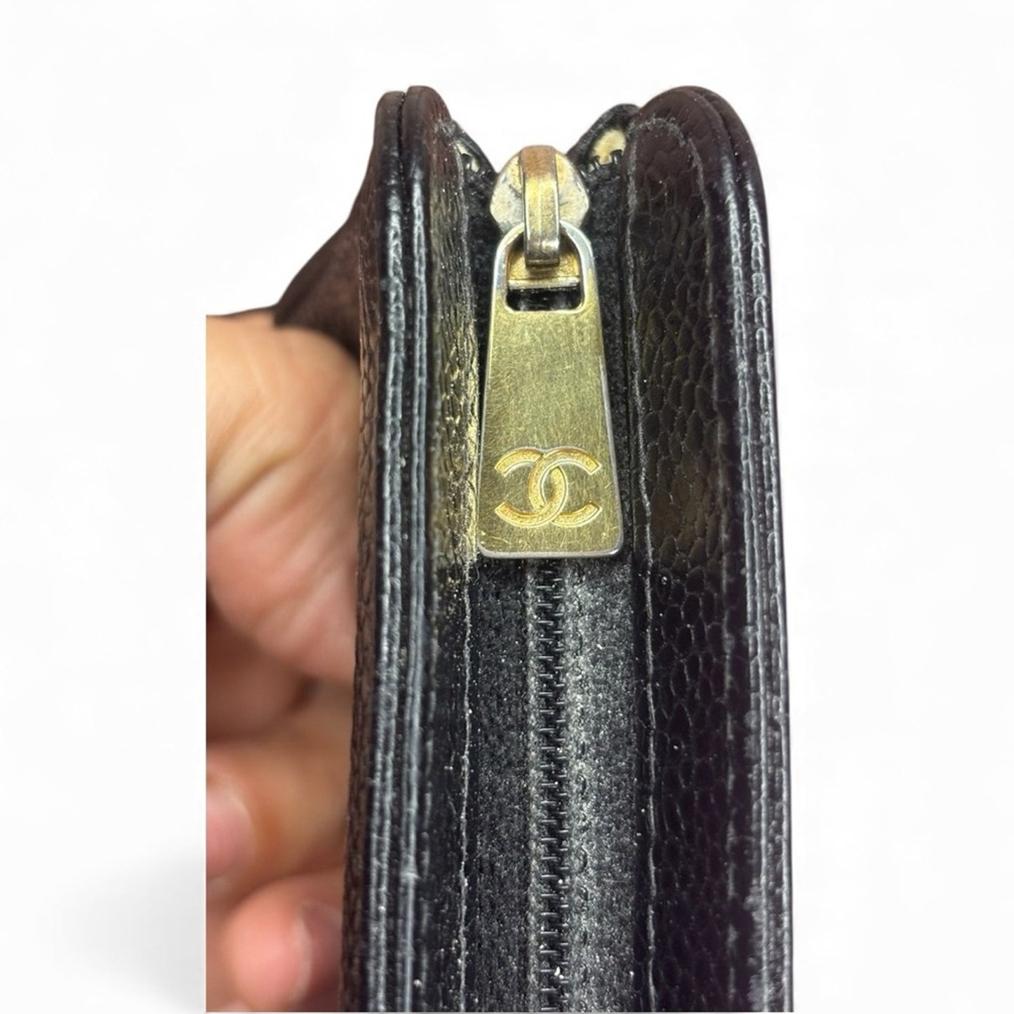Chanel Vintage Timeless Coco Mark Caviar Skin black Pouch