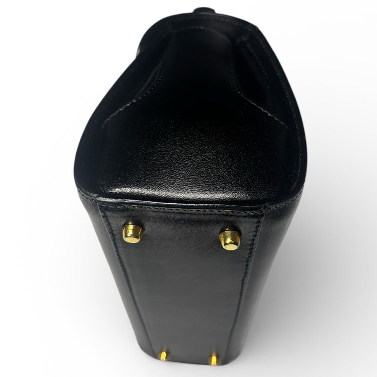 Bally Vintage Black Leather Satchel Crossbody with Gold Accents