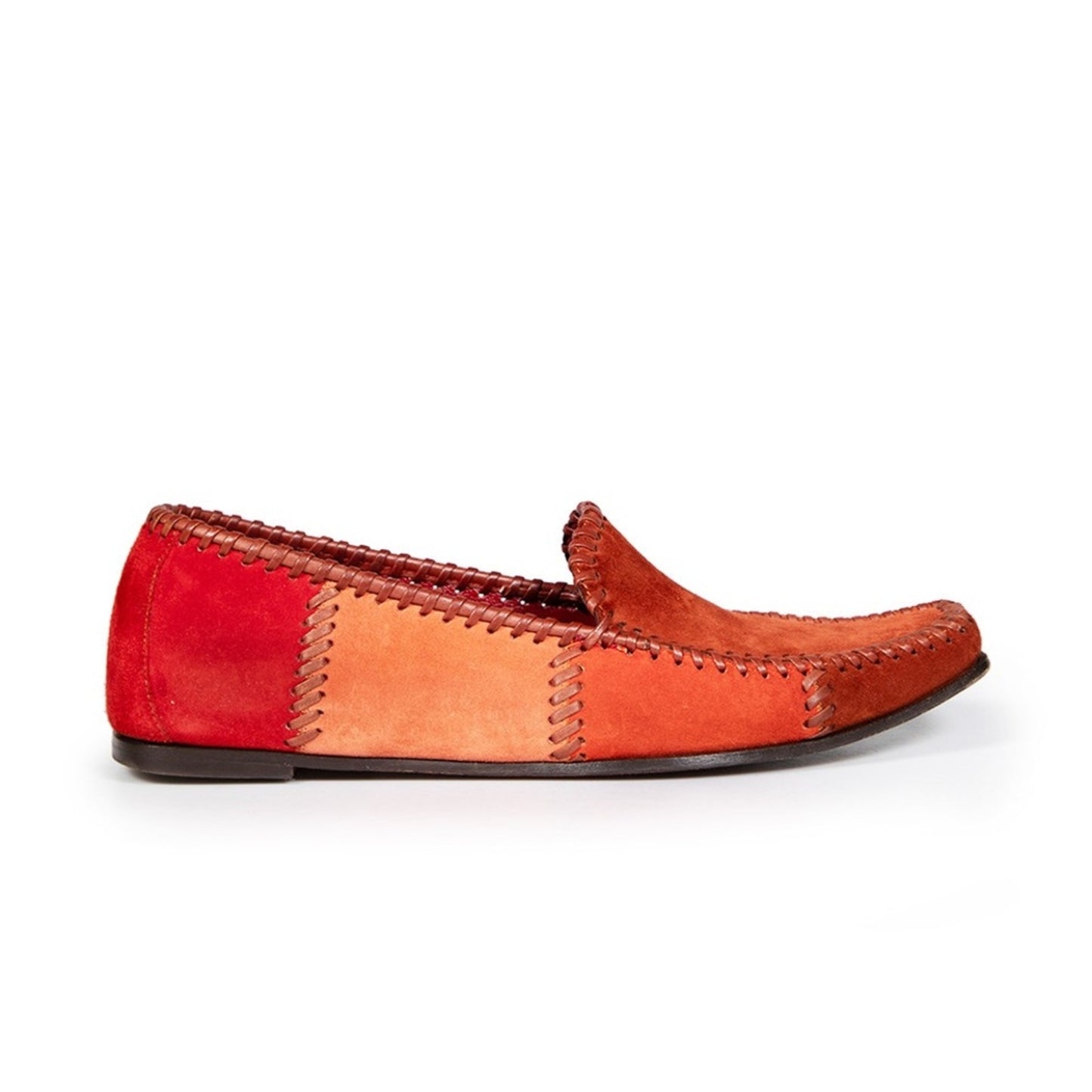 Salvatore Ferragamo Sport Red Suede Patchwork Loafers