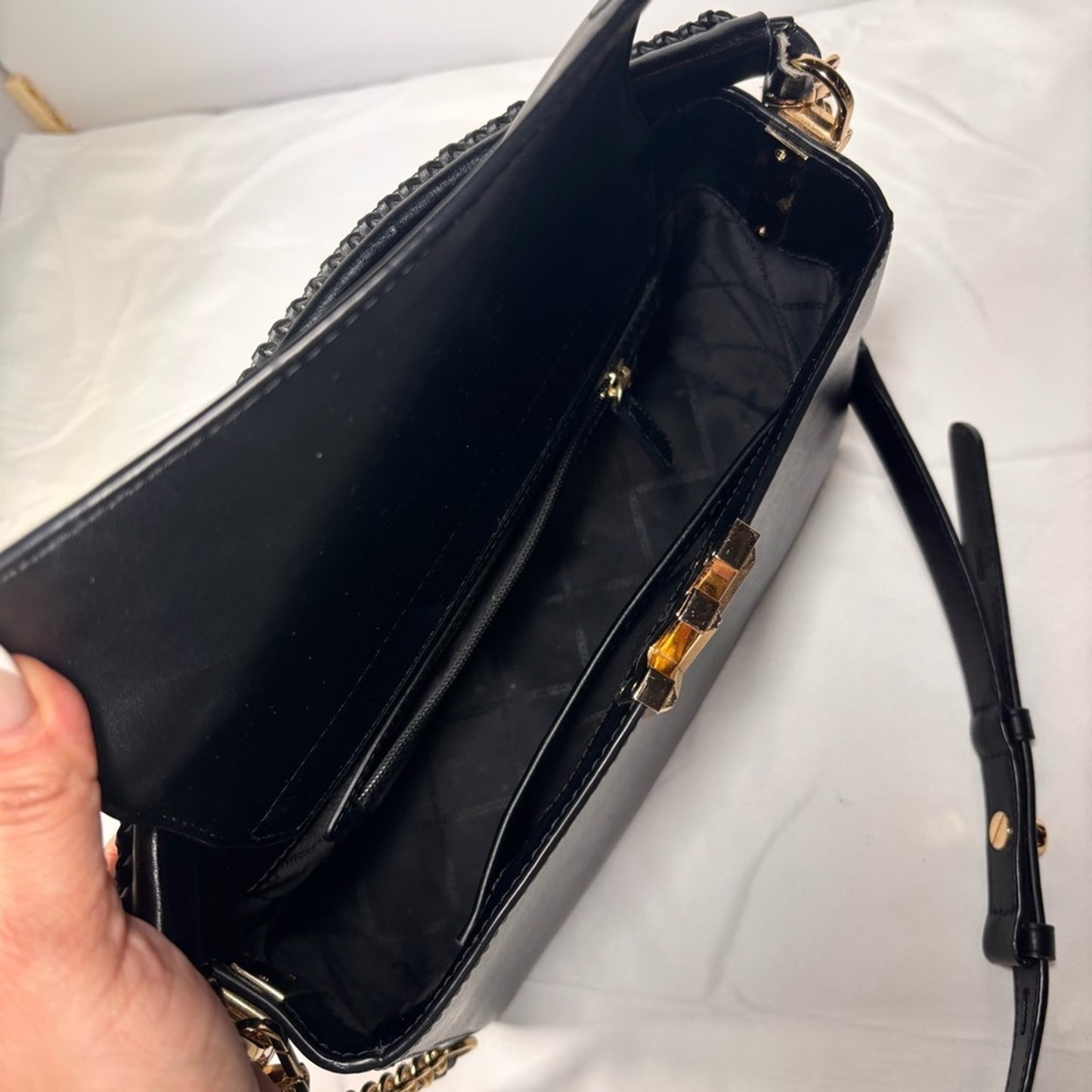Michael Kors Karlie Medium Leather Black Satchel and crossbody bag ✨