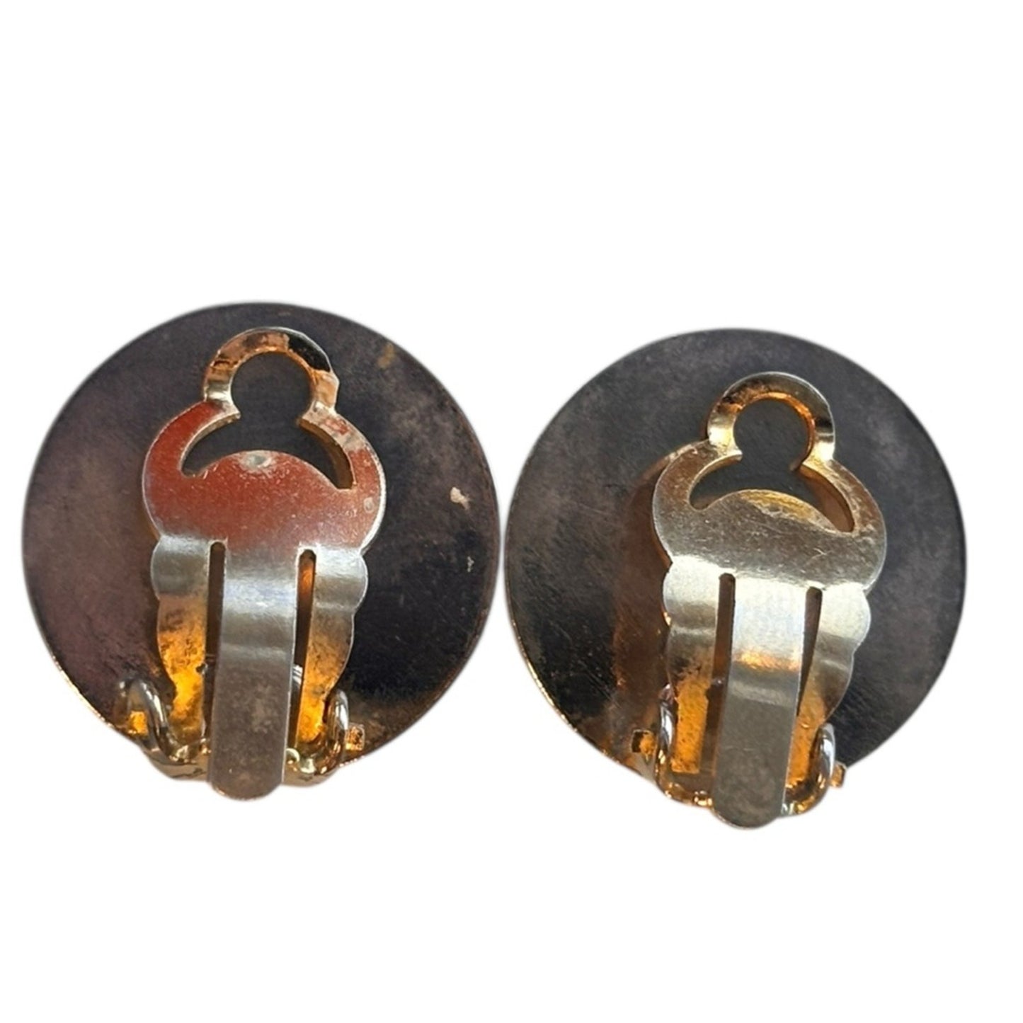 Hermès Vintage Sellier Button Clip-On Earrings - Two-Tone in original box