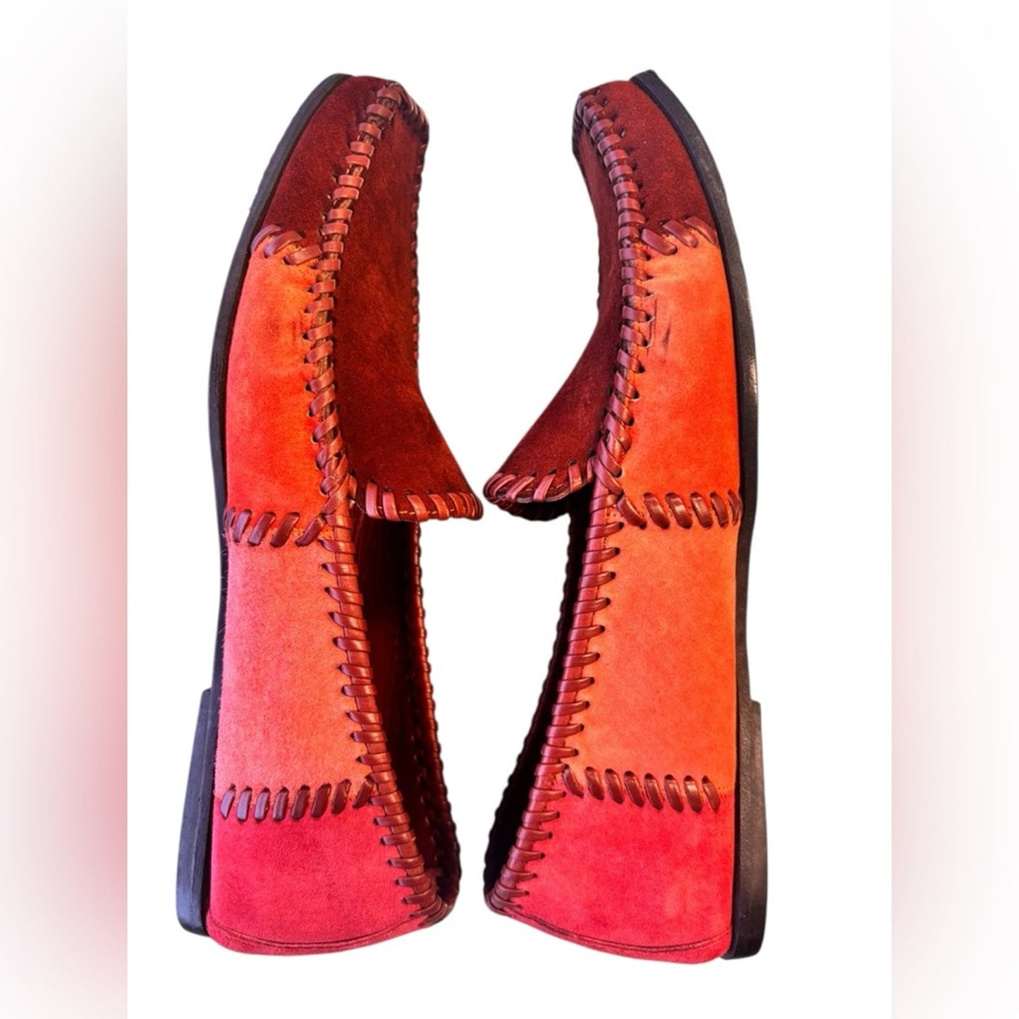 Salvatore Ferragamo Sport Red Suede Patchwork Loafers