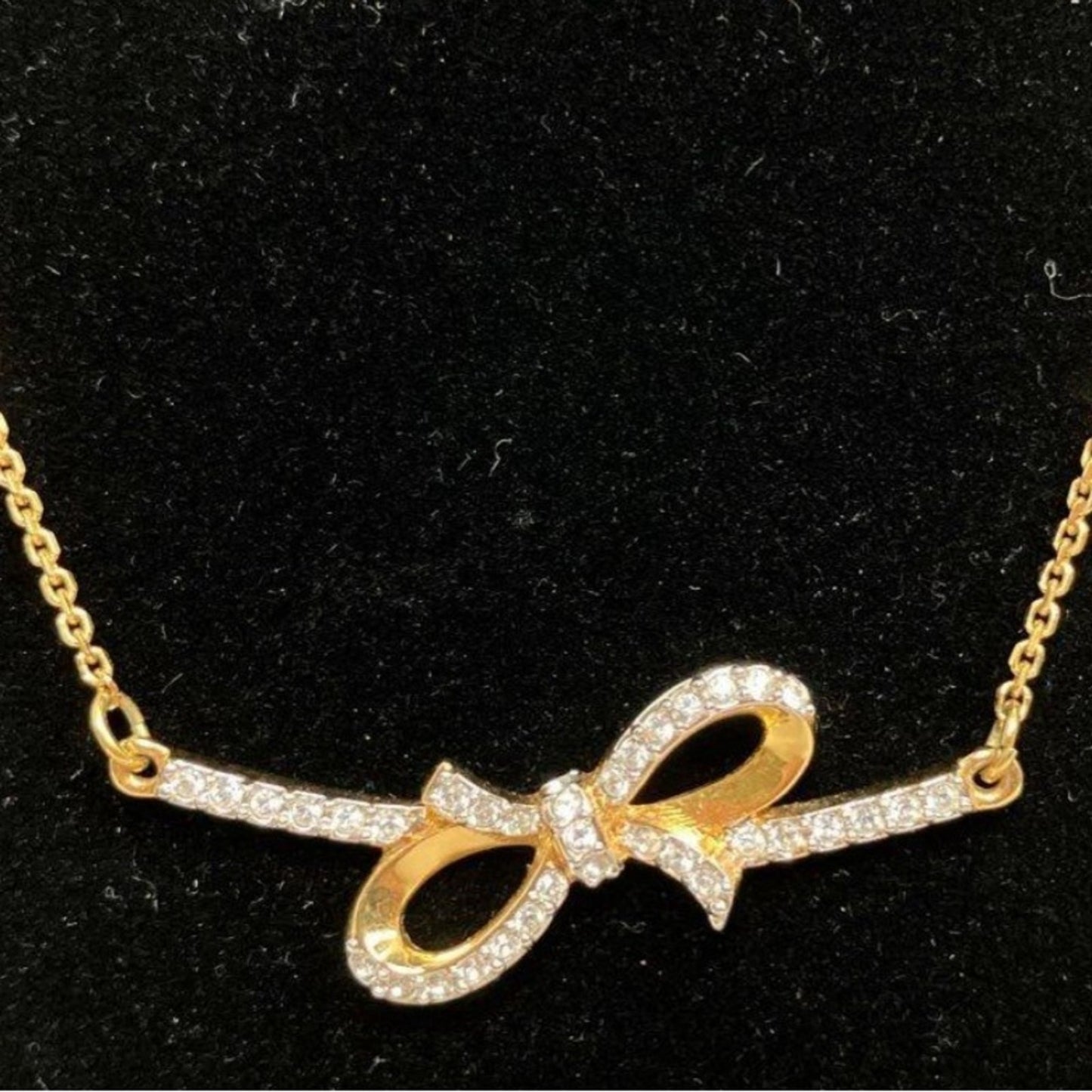 Swarovski Gold-tone Ribbon Bow Pendant Necklace ✨
