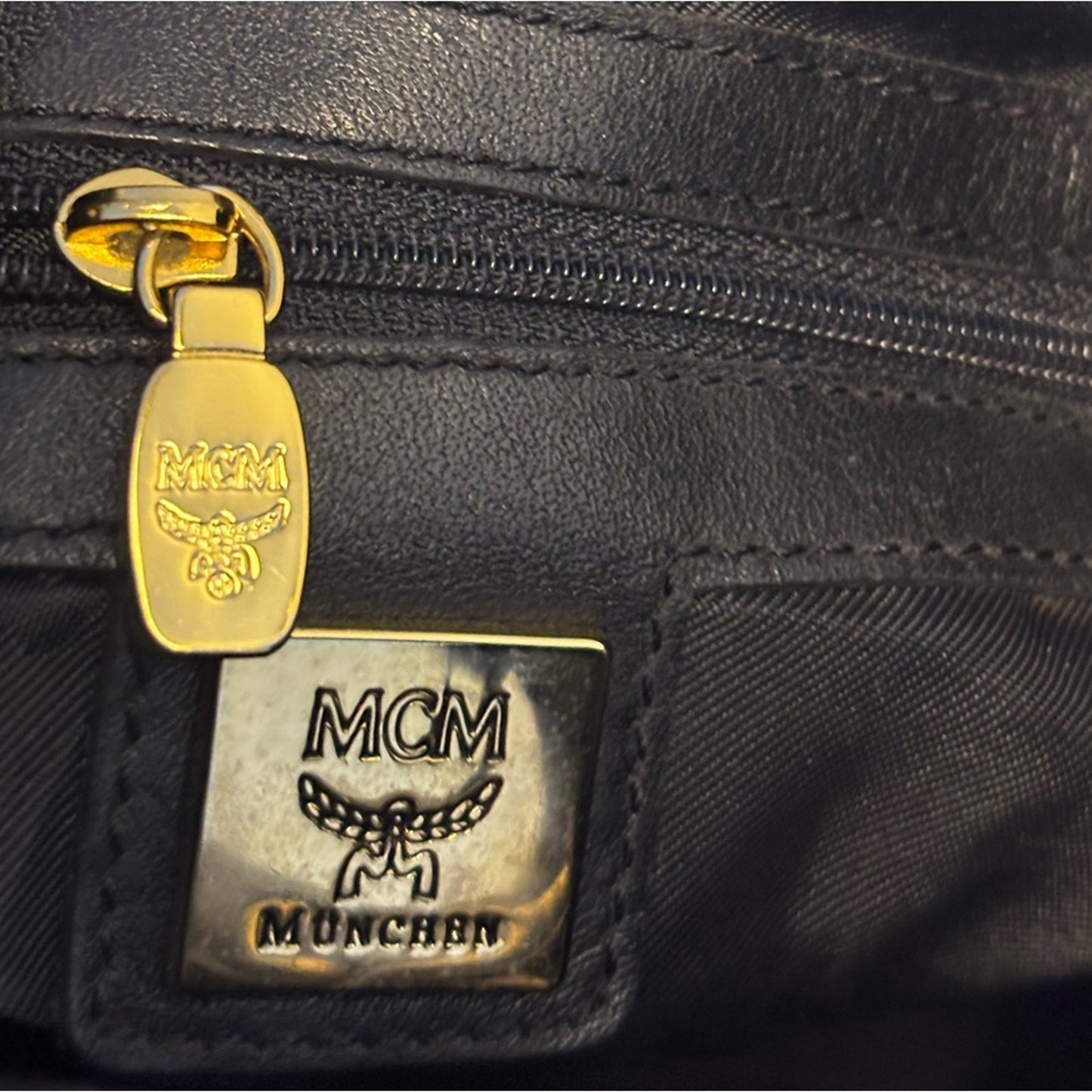 MCM Black Leather Tassel Bucket Bag