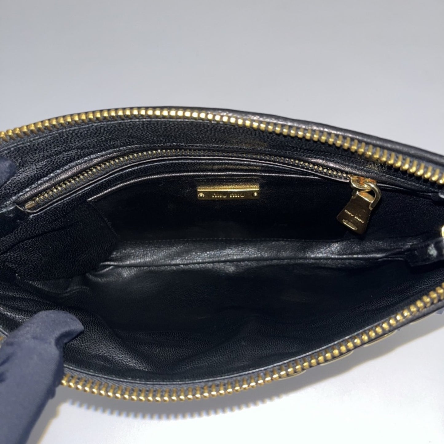 Miu Miu Nappa Biker Cry Vintage Rare red blue and white Studded Quilted Clutch✨