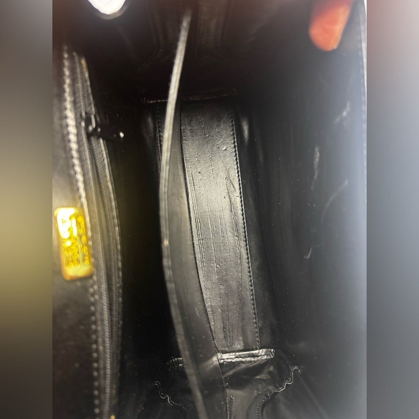 Bally Vintage Black Leather Satchel Crossbody with Gold Accents