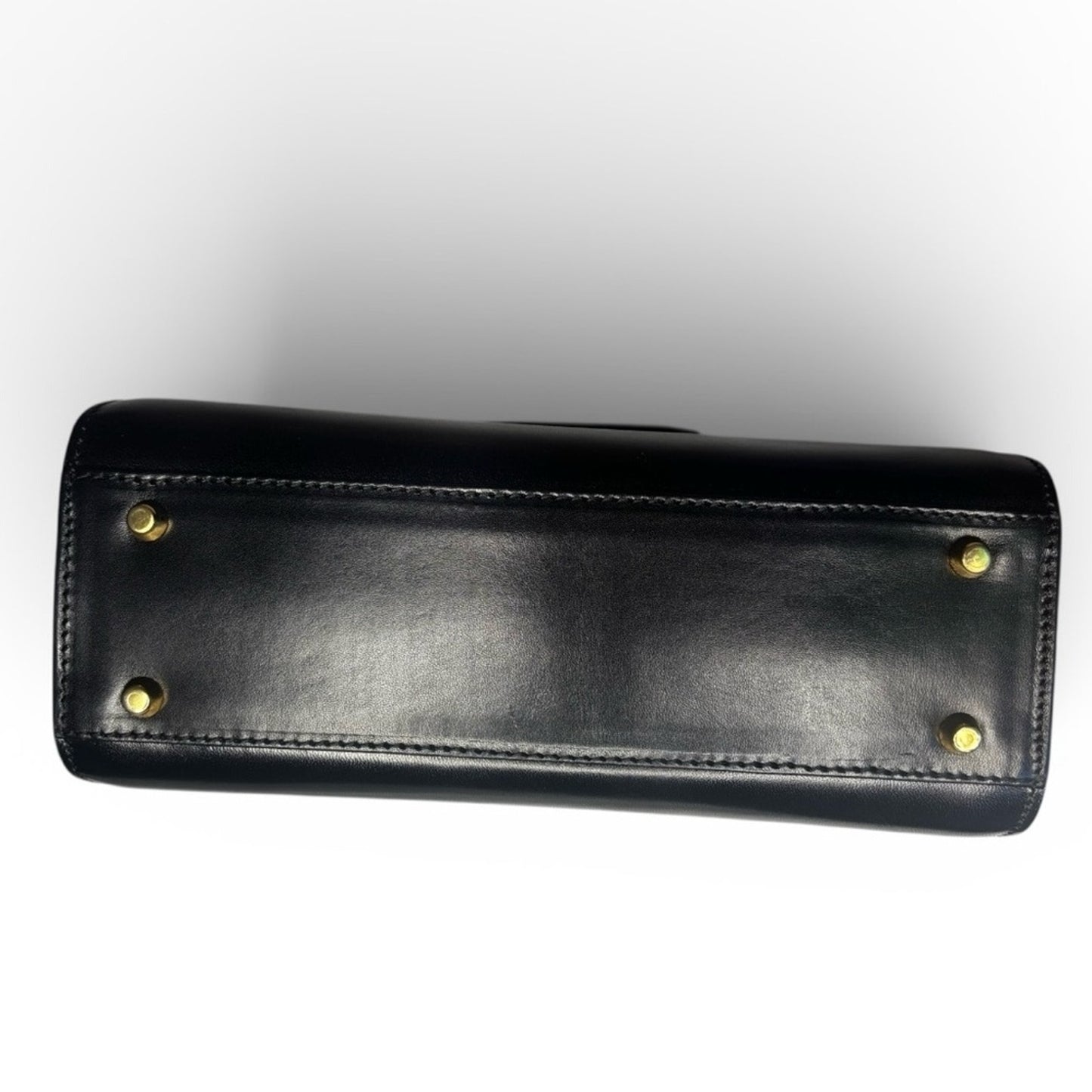 Bally Vintage Black Leather Satchel Crossbody with Gold Accents