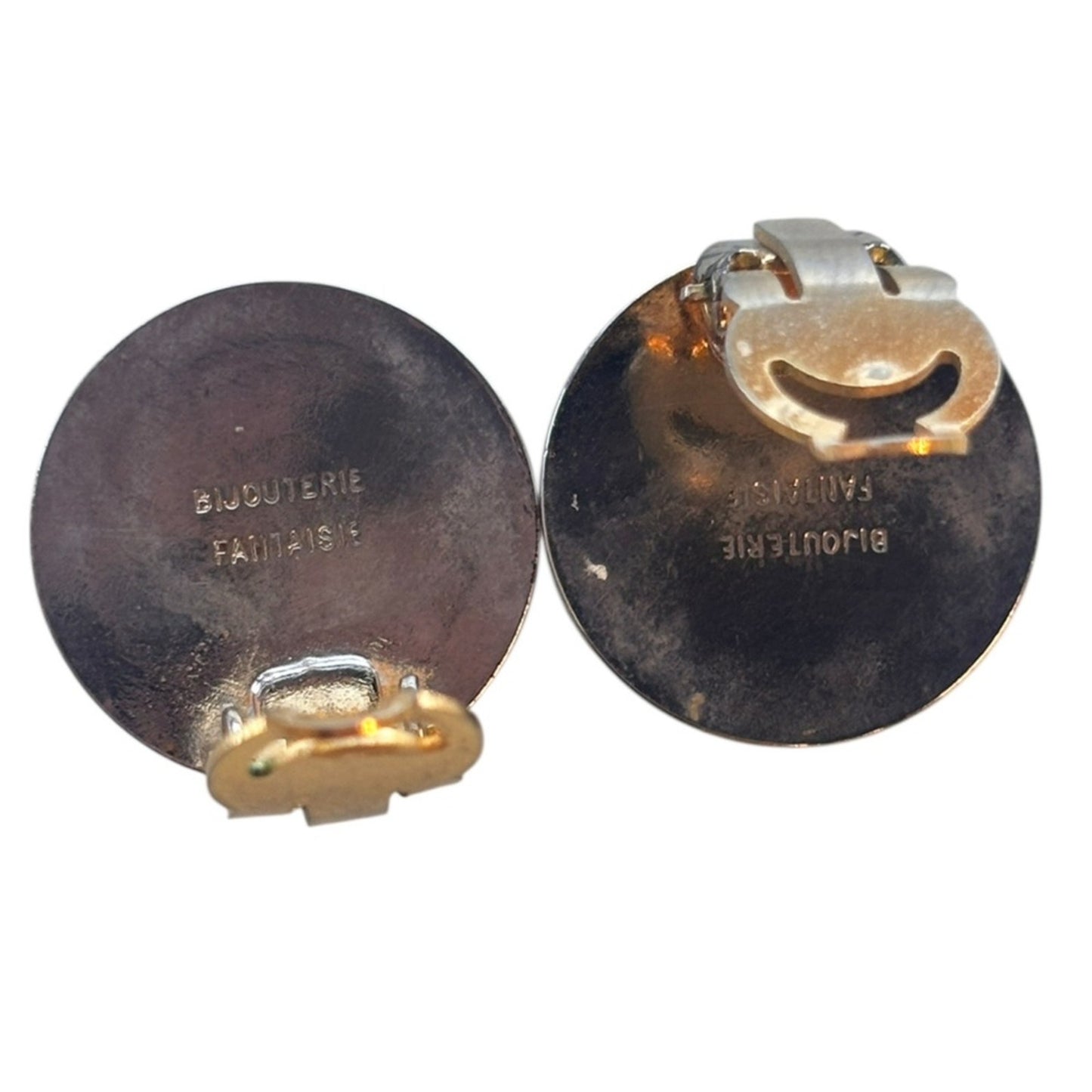 Hermès Vintage Sellier Button Clip-On Earrings - Two-Tone in original box