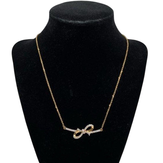 Swarovski Gold-tone Ribbon Bow Pendant Necklace ✨