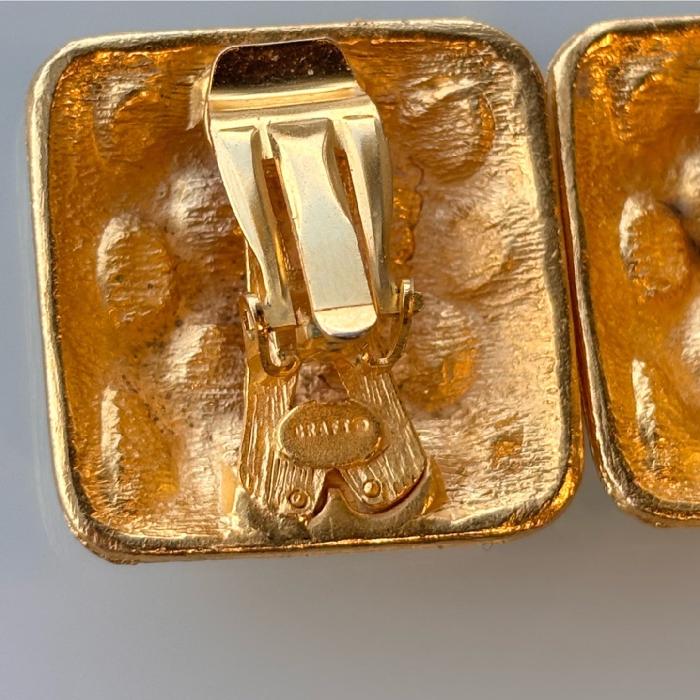 Craft Vintage Gold-Tone Leopard Crystal Square Clip-On Earrings