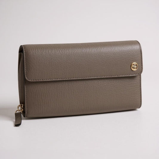 Gucci Betty Leather Zip-Around Taupe Organizer Wallet ✨