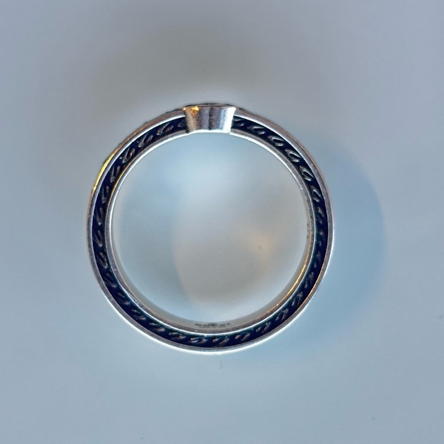 Gucci Interlocking Sterling Silver & Black Enamel Ring 13g