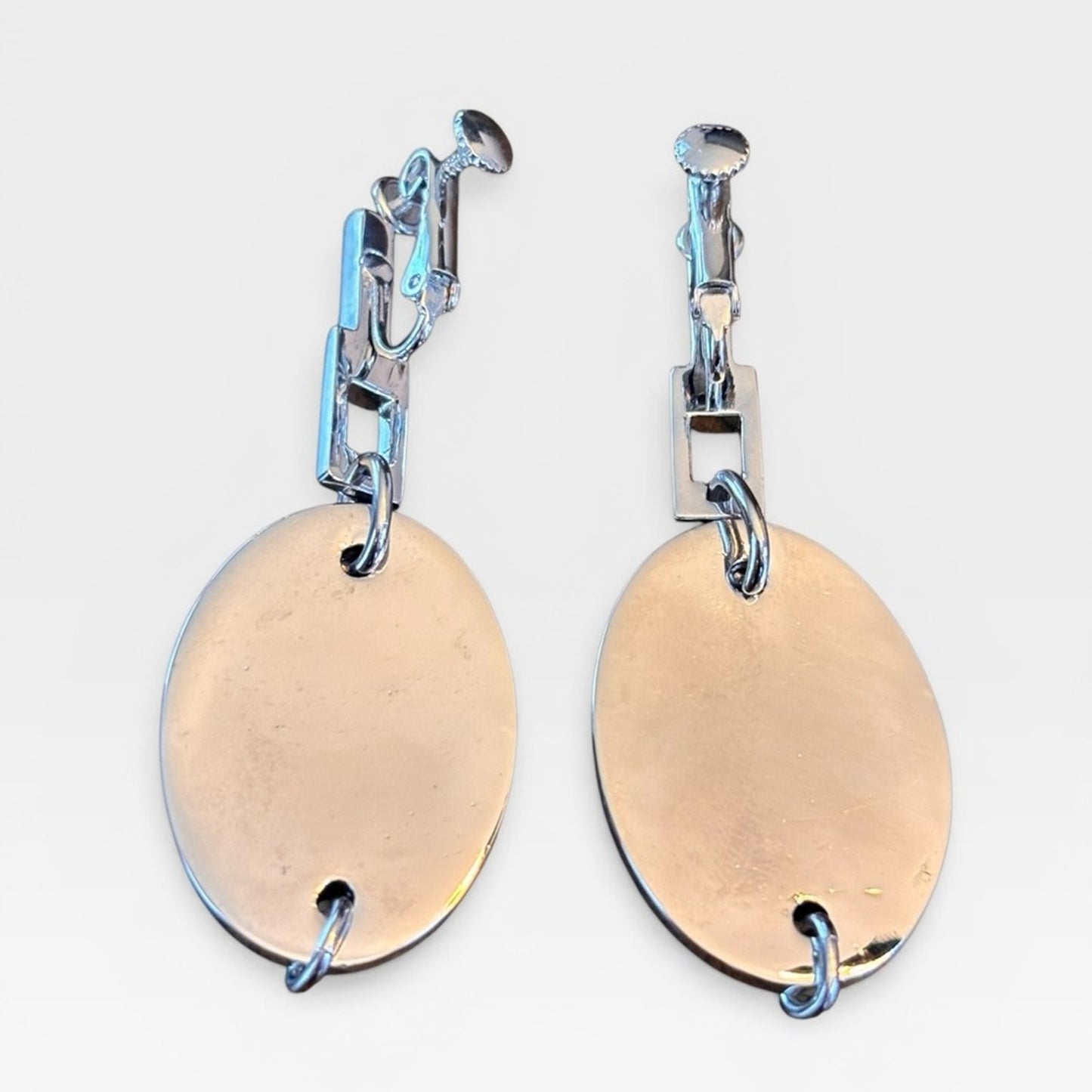 Dior Vintage Crystal J'Adore Oval Tag Drop Earrings with rhinestones