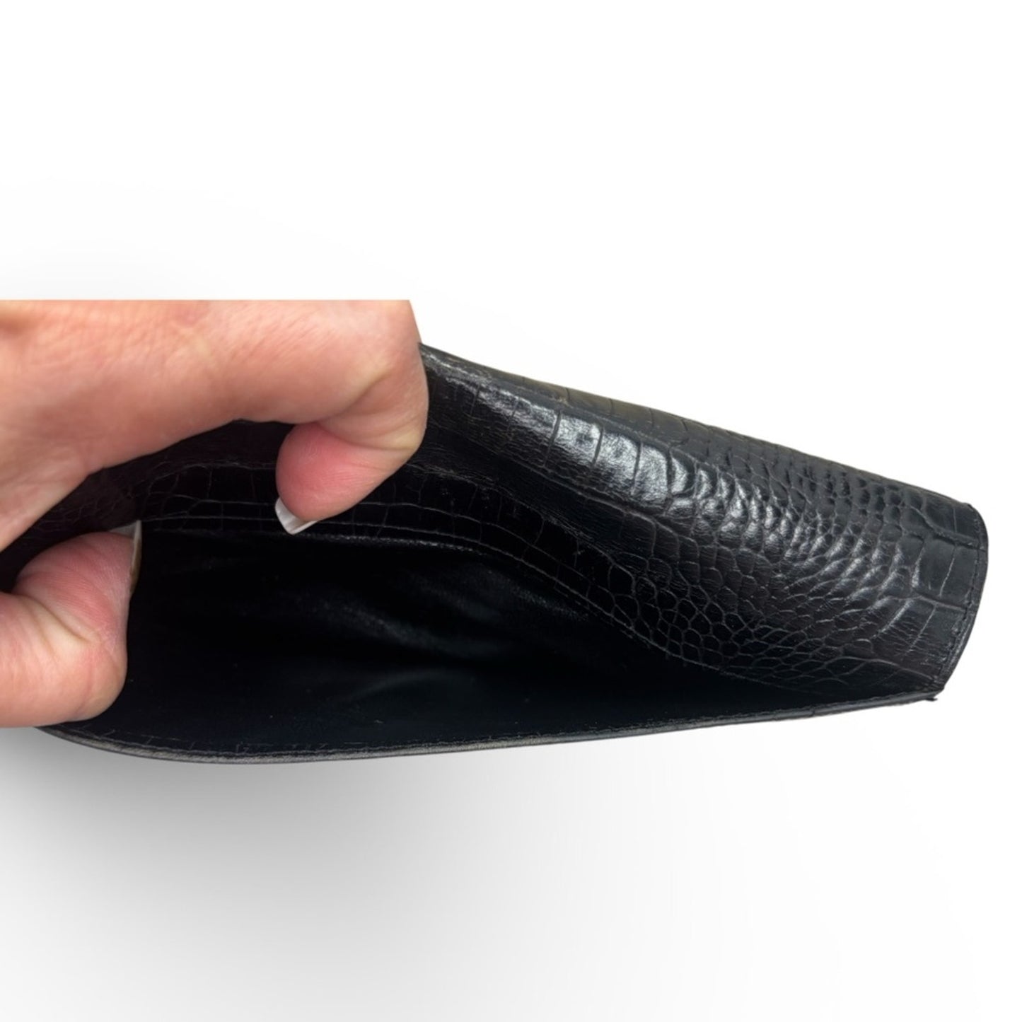 Yves Saint Laurent crocodile-embossed black leather wallet