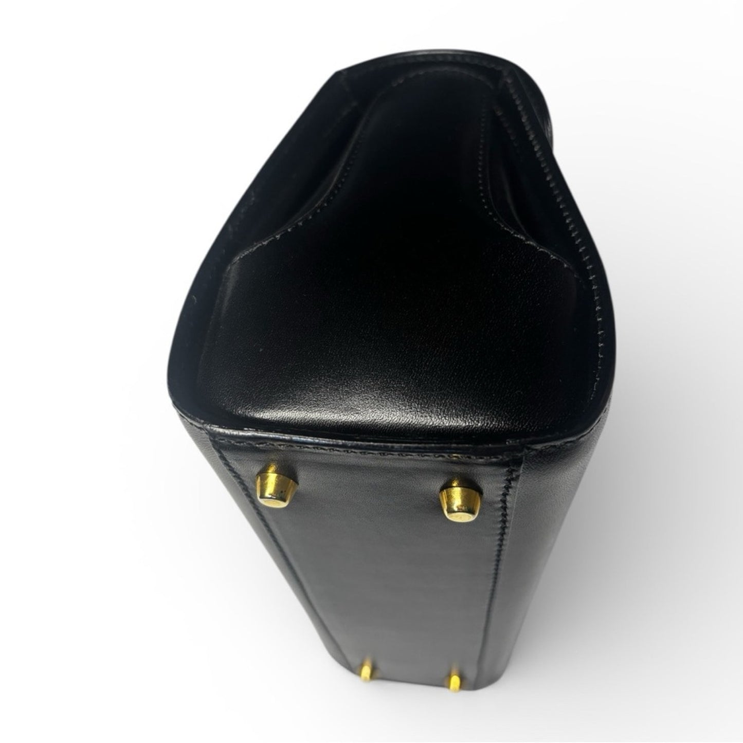 Bally Vintage Black Leather Satchel Crossbody with Gold Accents