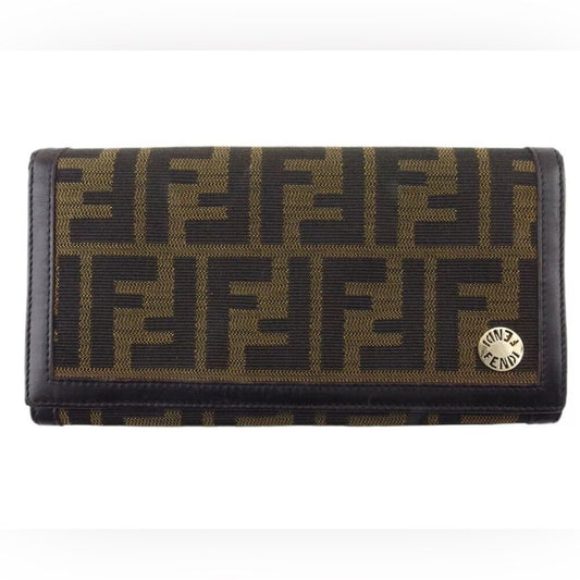 FENDI Zucca beige canvas x leather Long Wallet ✨