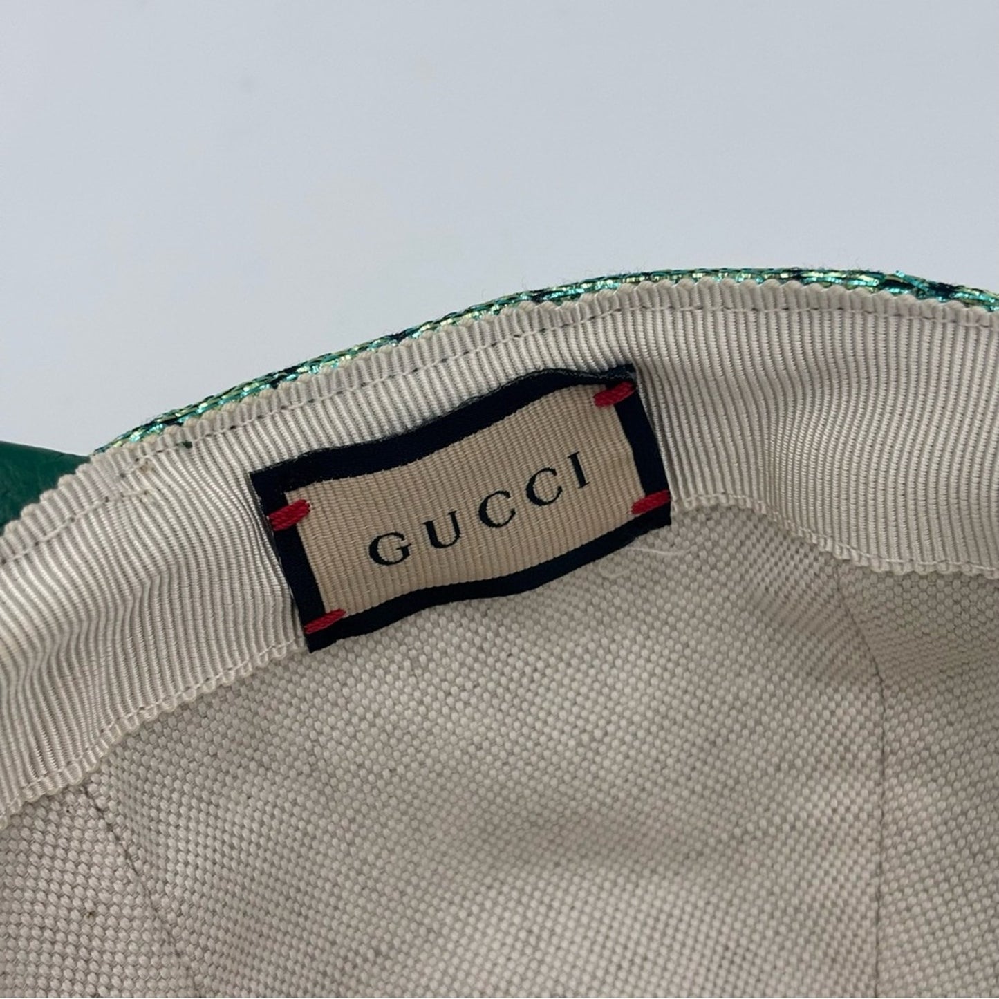 Gucci GG Emerald and Aqua Metallic Monogram Hat Baseball Cap✨
