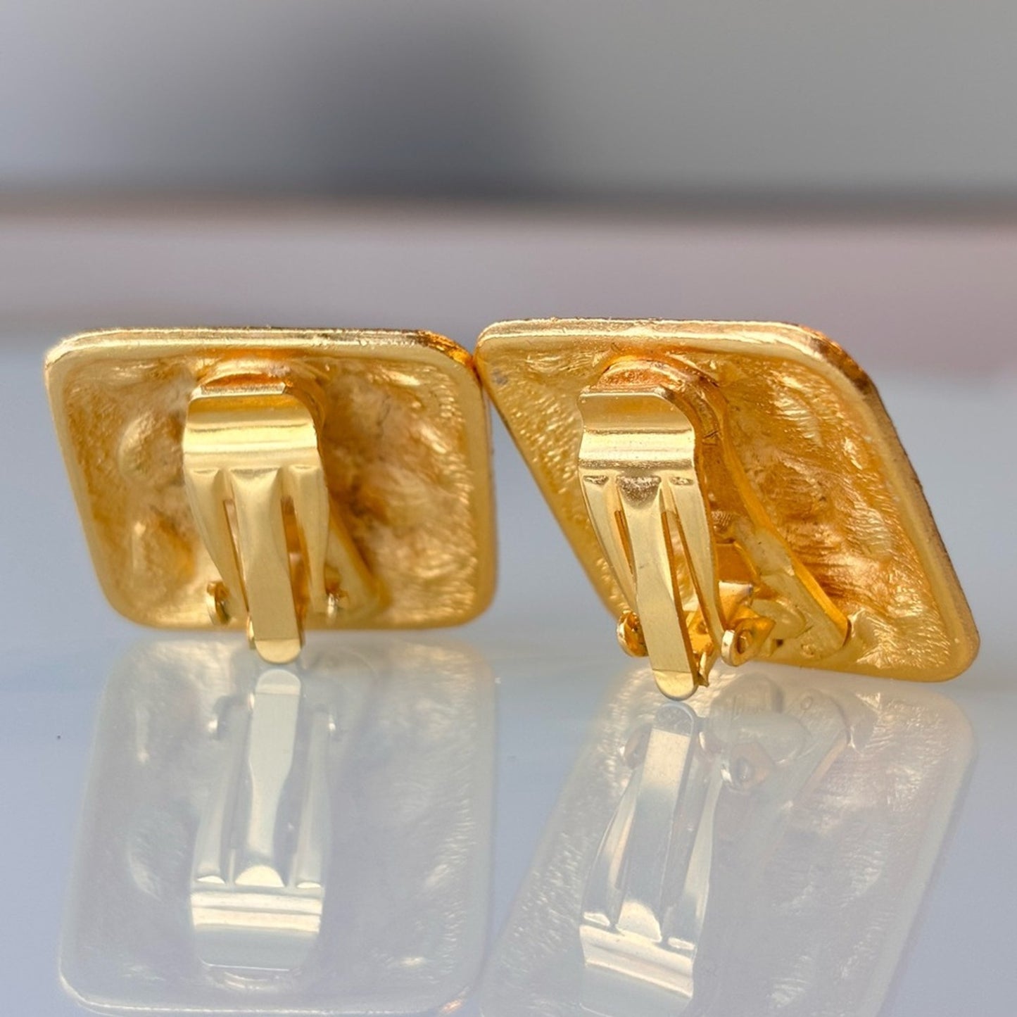 Craft Vintage Gold-Tone Leopard Crystal Square Clip-On Earrings