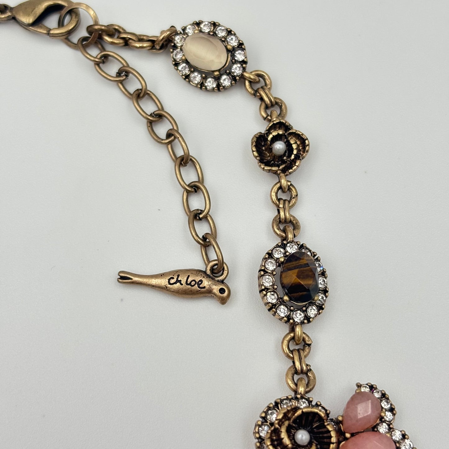 Chloe + Isabel Vintage Inspired Statement Necklace with Pink, Green & Crystal Accents - New✨