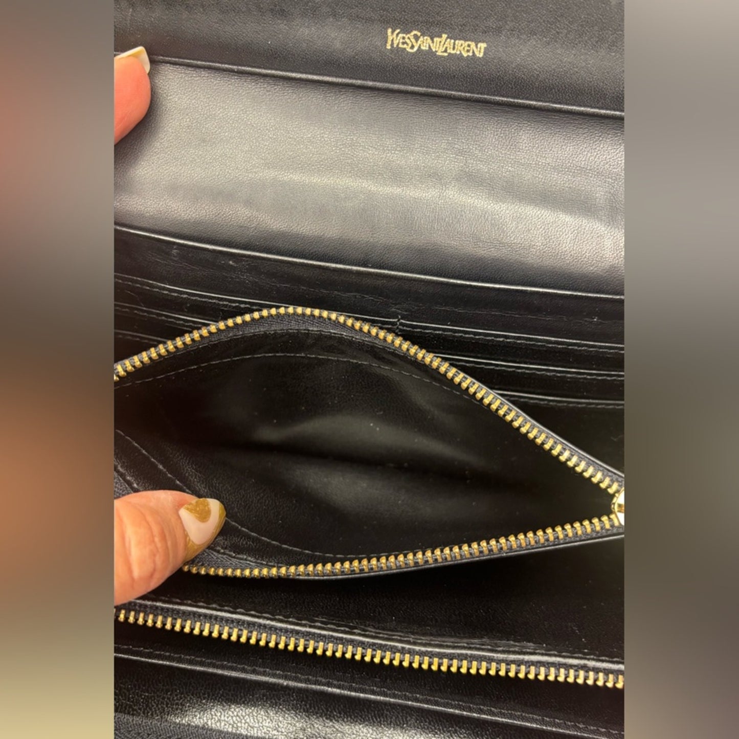 Yves Saint Laurent crocodile-embossed black leather wallet