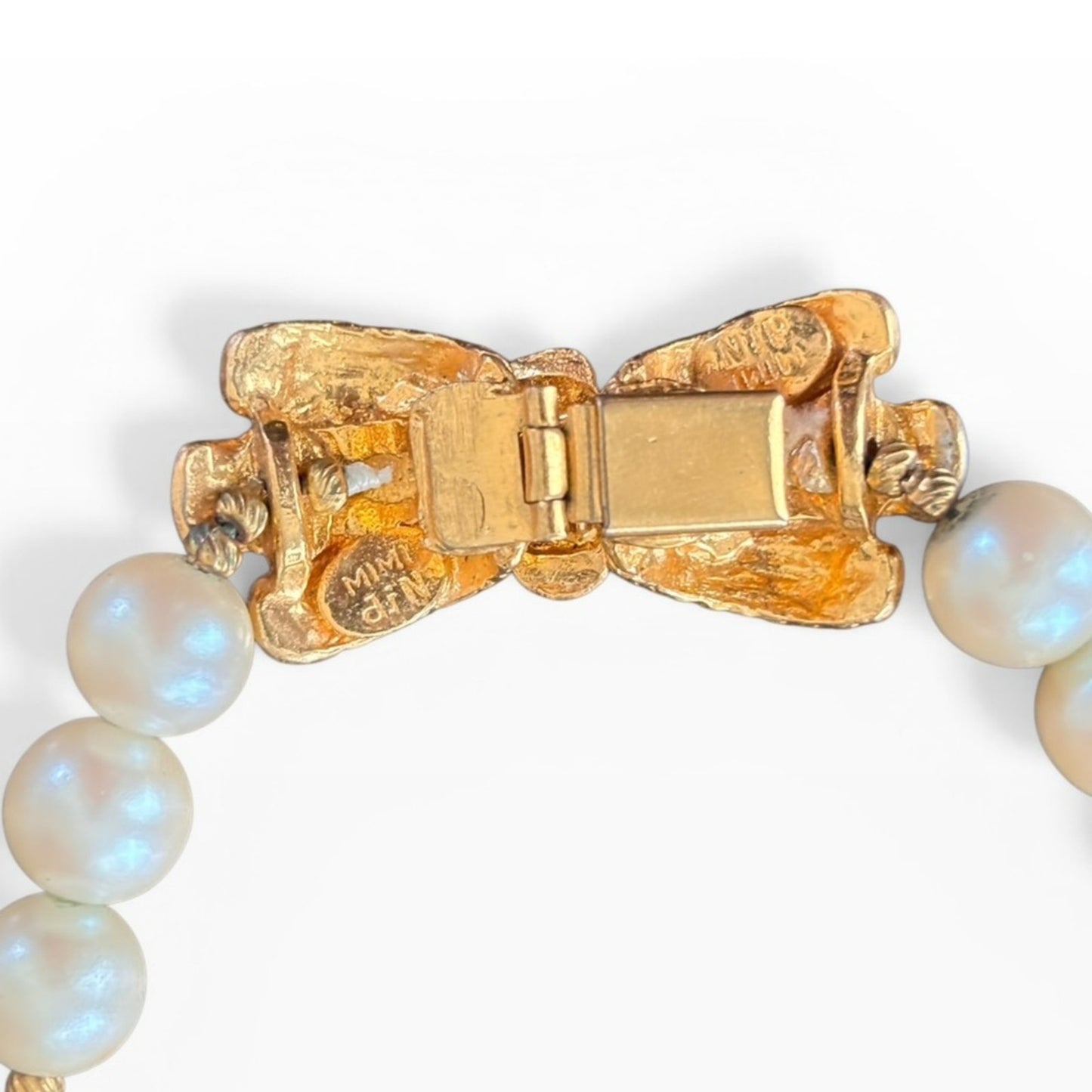 Mimi di N Gold plated Bow Pearl & Turquoise Bead Double Strand Necklace