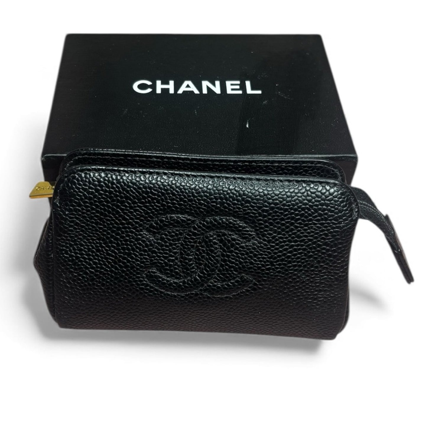 Chanel Vintage Timeless Coco Mark Caviar Skin black Pouch