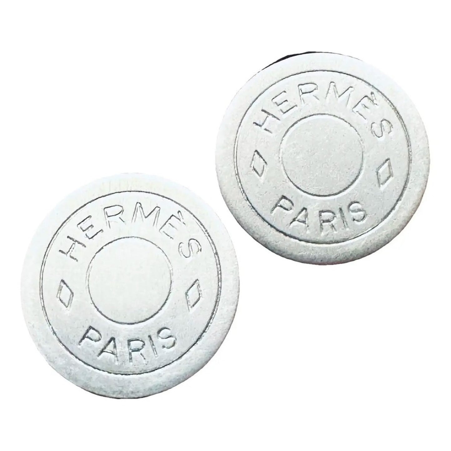 Hermès Vintage Sellier Button Clip-On Earrings - Two-Tone in original box