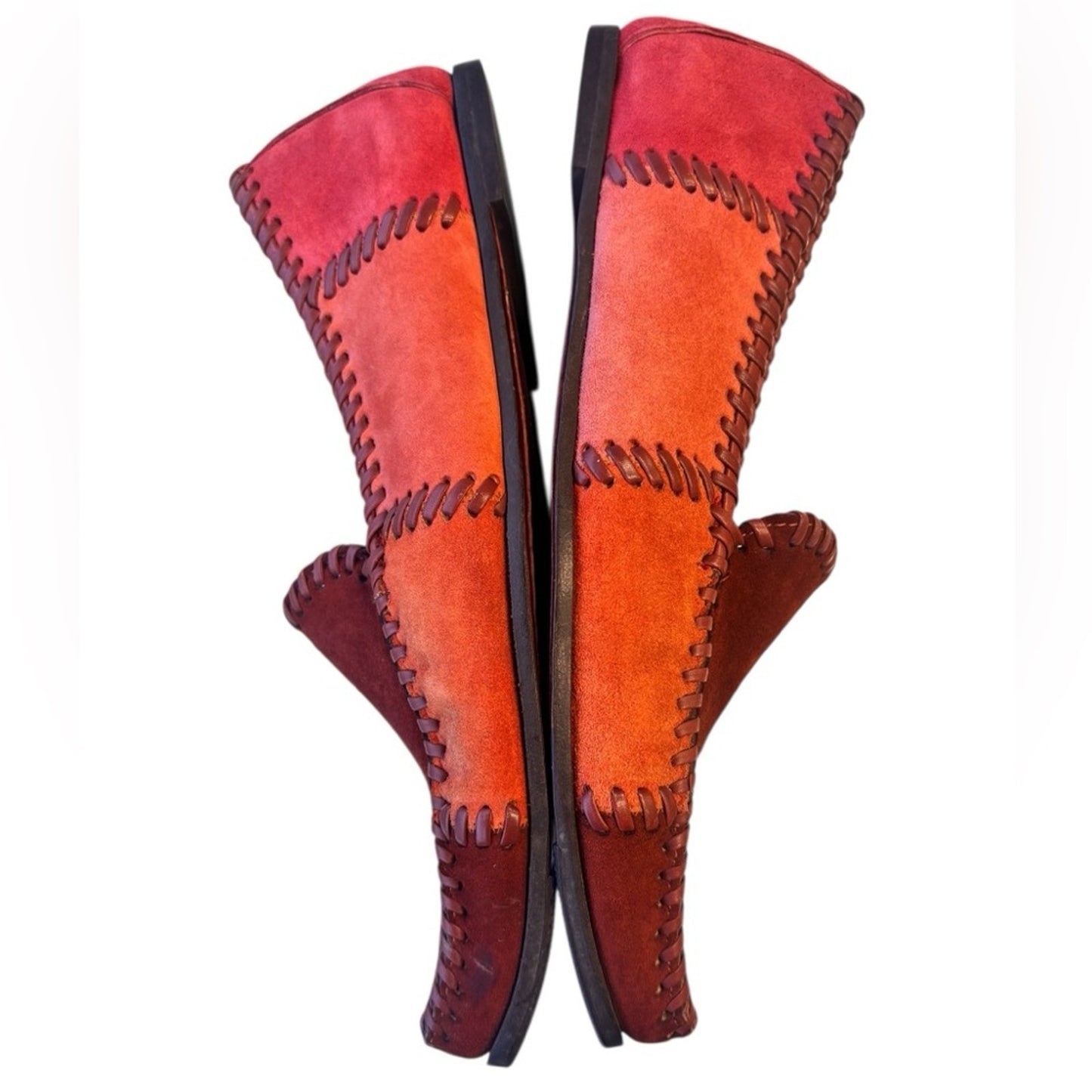 Salvatore Ferragamo Sport Red Suede Patchwork Loafers